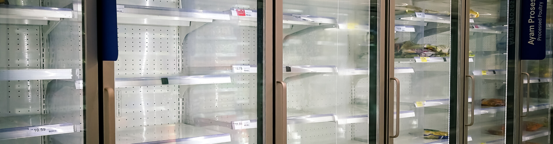 coldfuel empty freezer in the supermarket during the lockdo