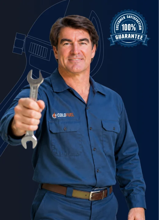 Cold Fuel refrigeration technician holding a wrench
